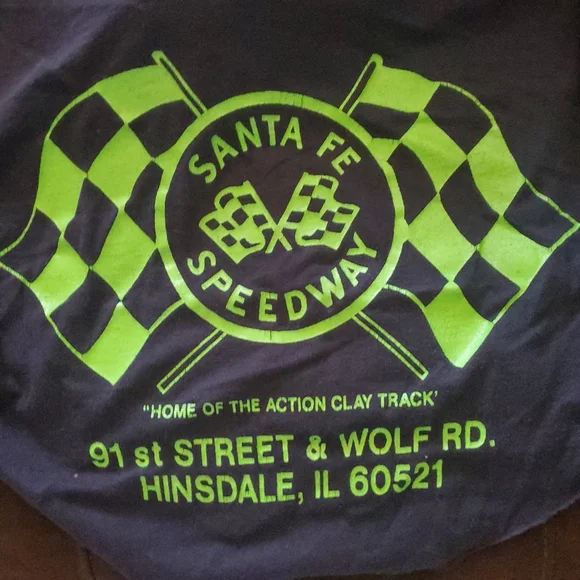 Vintage Santa Fe Speedway Custom Cropped Black Midriff T-shirt / Green on Black - Picture 15 of 15